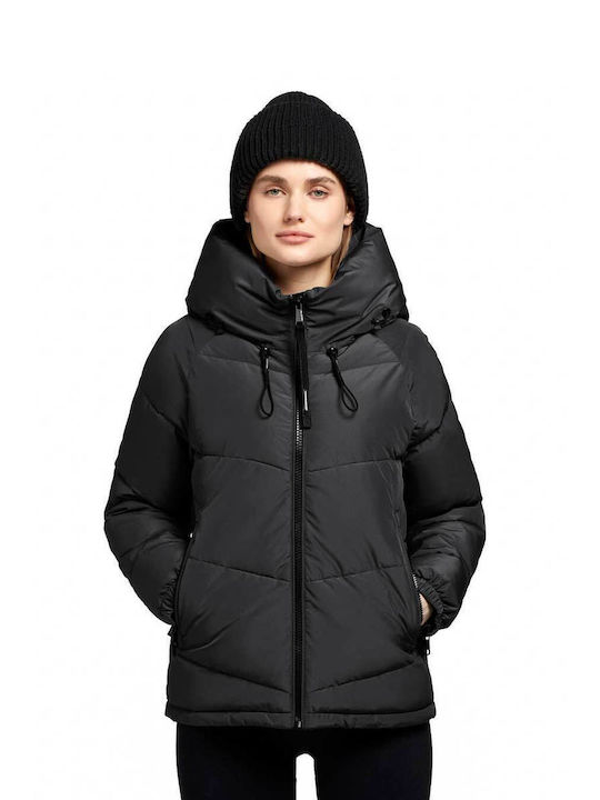 Khujo Women s Short Puffer Jacket for Winter BLACK 1156JK233 323