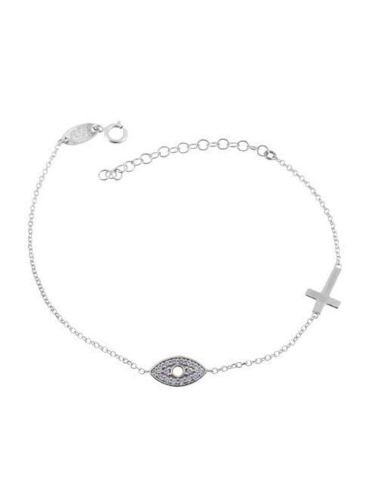 Bracelet with design Eye made of White Gold 14K