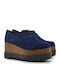 Suede Γυναικεία Oxfords σε Μπλε Χρώμα