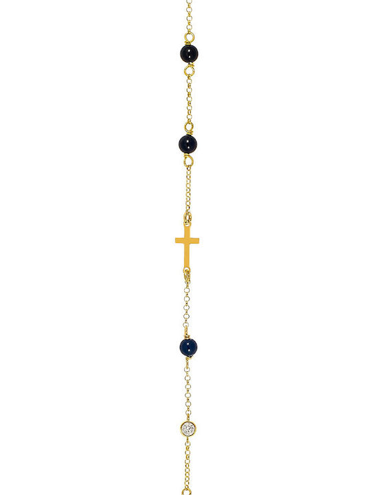 JewelStories Γυναικείο Βραχιόλι Αλυσίδα με σχέδιο Σταυρό από Ασήμι με Ζιργκόν