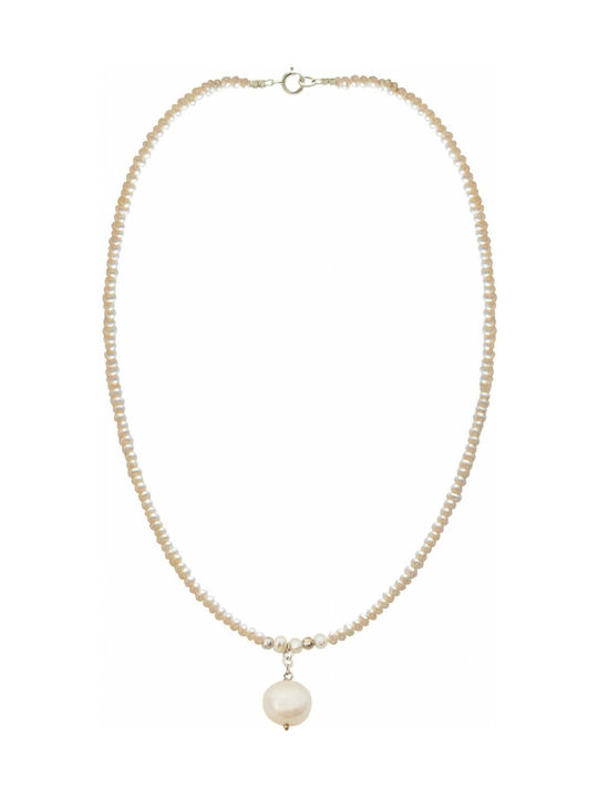 Kritsimis Necklace from White Gold 14K with Pearls