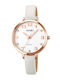 Damen Uhr mit Lederarmband White / Gold