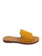 Leather Women's Flat Sandals in Yellow Color