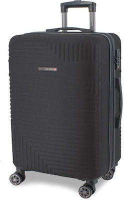 Swissbrand Medium Travel Suitcase Black with 4 Wheels Height 66cm