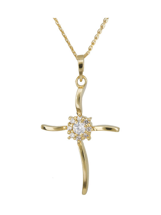 Damen Gold Kreuz 14K mit Kette