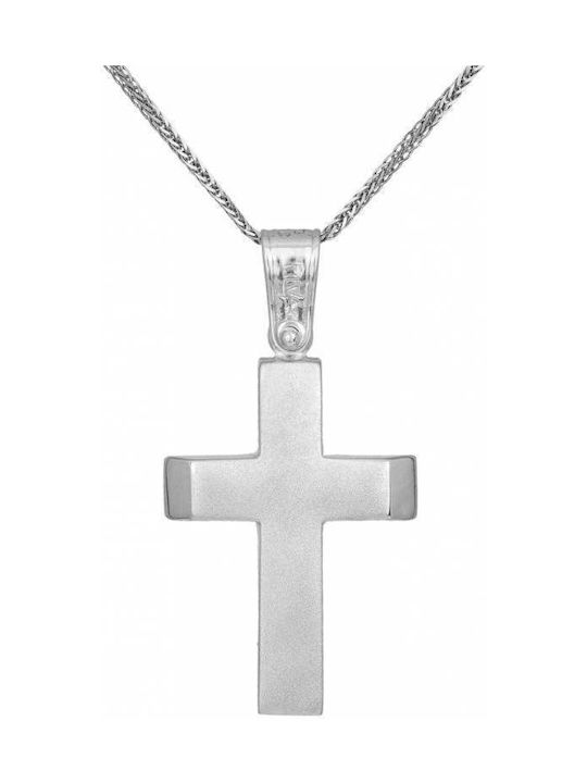 Men's White Gold Cross 9K with Chain