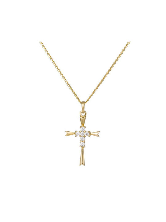 Damen Gold Kreuz 14K mit Kette