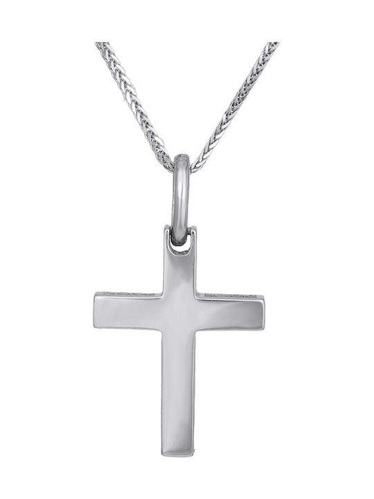 Herren Weißgold Kreuz 14K mit Kette