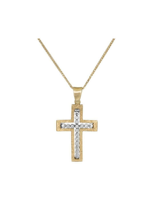 Damen Gold Kreuz 14K mit Kette