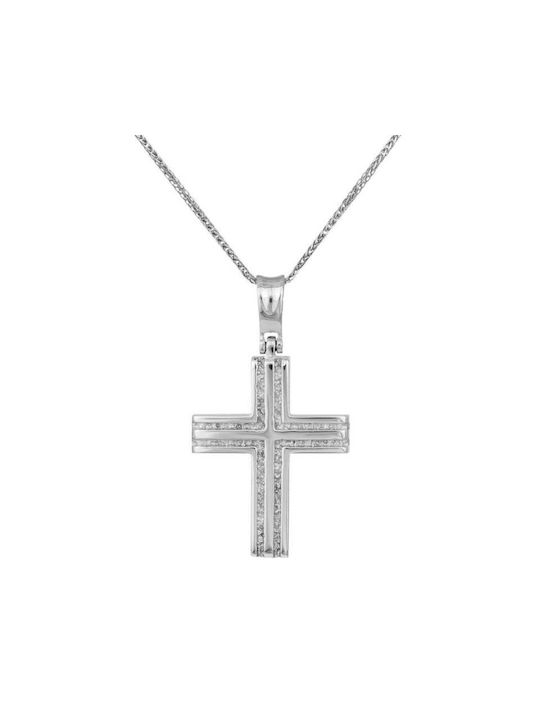 Herren Weißgold Kreuz 14K mit Kette