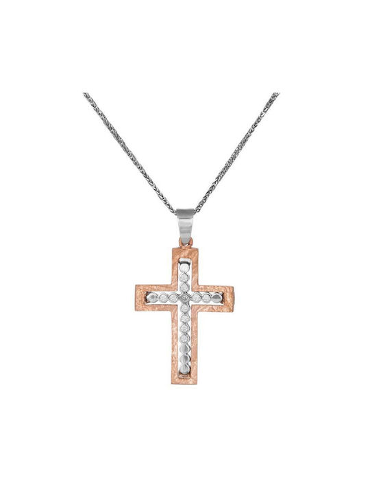 Damen Rosé Vergoldet Kreuz mit Kette