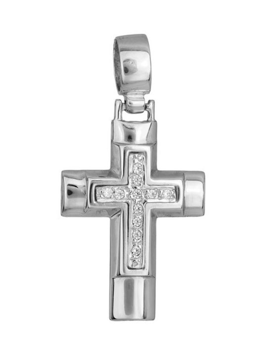 Damen Weißgold Kreuz 14K