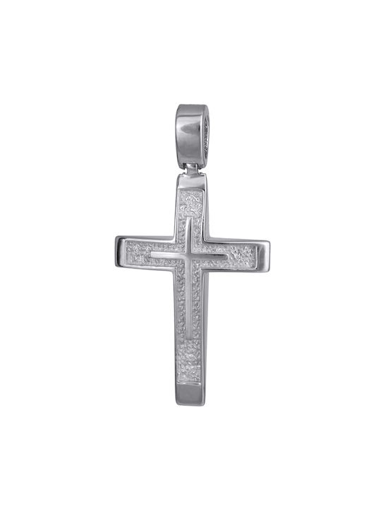 Men's White Gold Cross 14K