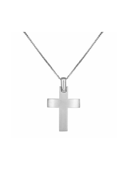 Herren Weißgold Kreuz 14K mit Kette