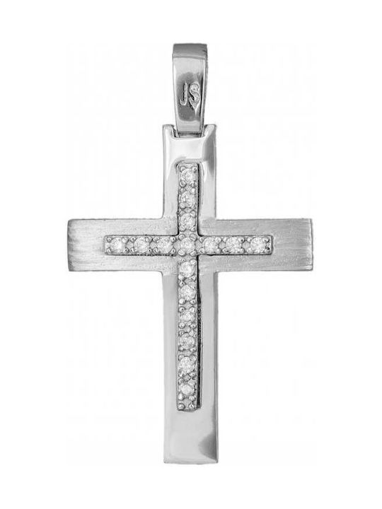 Damen Weißgold Kreuz 14K