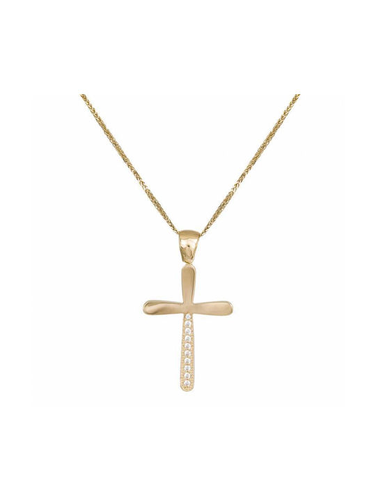 Damen Gold Kreuz 14K mit Kette