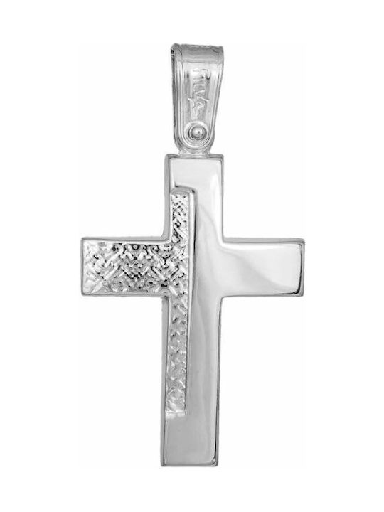 Men's White Gold Cross 14K