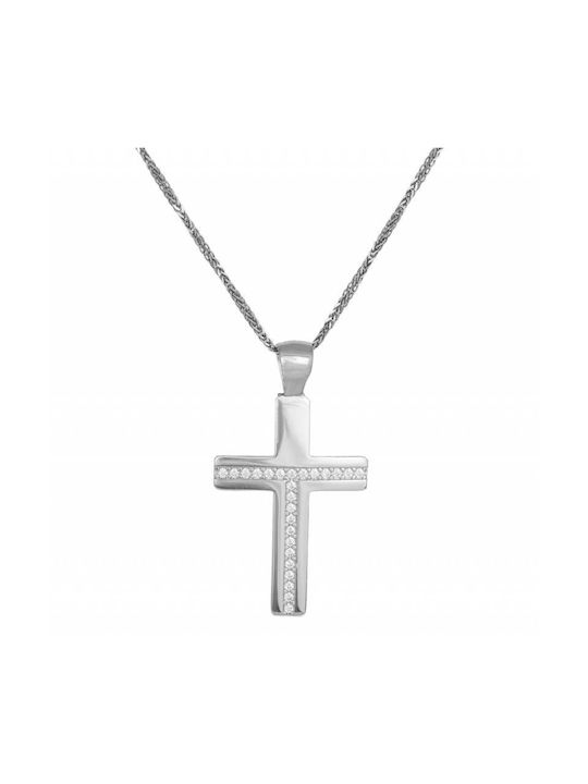 Damen Weißgold Kreuz 14K mit Kette