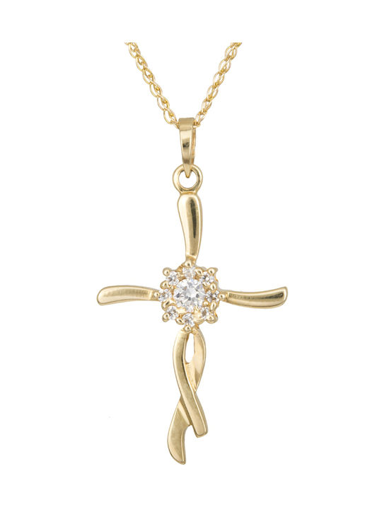 Damen Gold Kreuz 14K mit Kette