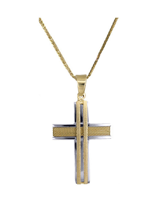 Herren Gold Kreuz 14K mit Kette