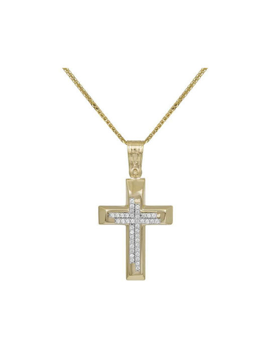 Damen Gold Kreuz 9K mit Kette