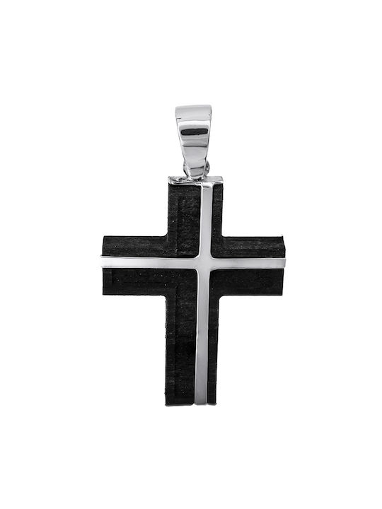 Men's White Gold Cross 14K