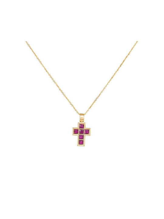 Gold Kreuz 14K mit Kette