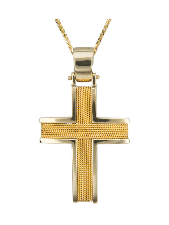 Herren Gold Kreuz 14K mit Kette