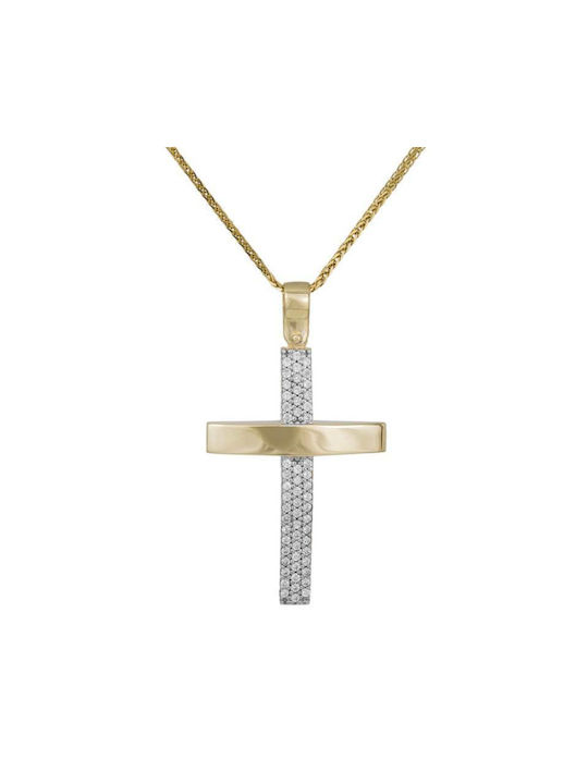 Damen Gold Kreuz 9K mit Kette