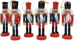 Nutcracker Комплект Коледни Украшения Лешници Дървени Многоцветни 11x21x6см 6 Бройки