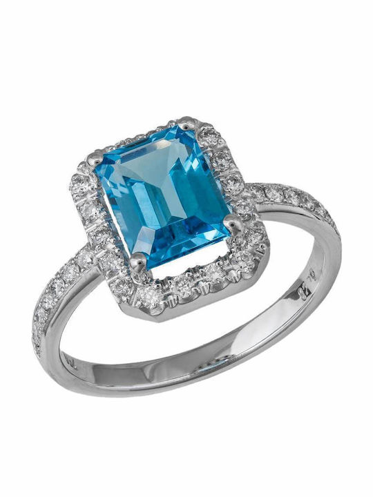 Swiss Blue Topaz Women's White Gold 18K Ring