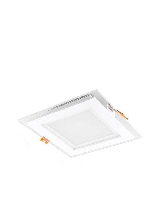 Power Led Τετράγωνο Χωνευτό LED Panel 18W με Φυσικό Λευκό Φως 4500K 19x19εκ.