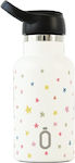 Runbott Bottle Thermos Stainless Steel 350ml Star Confetti with Straw and Handle