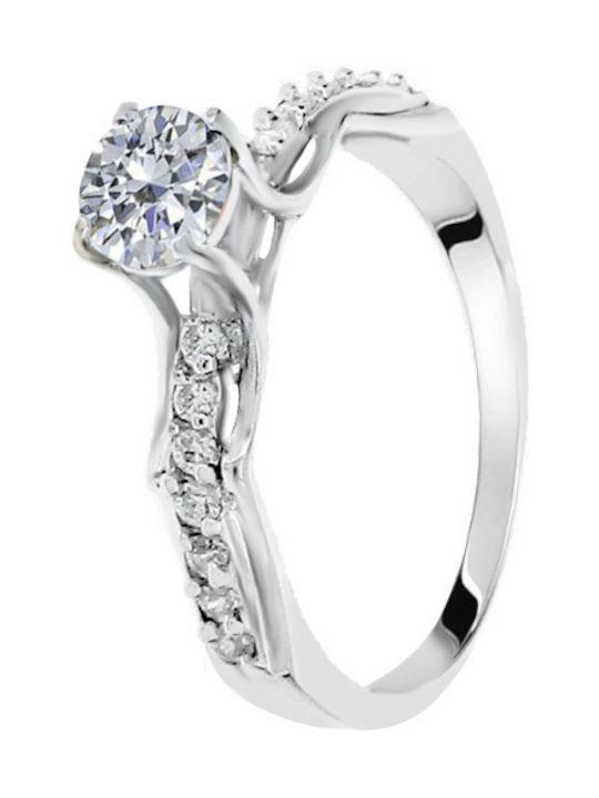 Xrisokosmima Single Stone from White Gold 14K