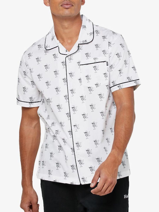 Betty Boop Short Sleeve Cotton Shirt in Regular Fit White