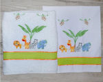 Christening Oilcloths Set White with Animals Theme