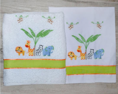 Christening Oilcloths Set White with Animals Theme