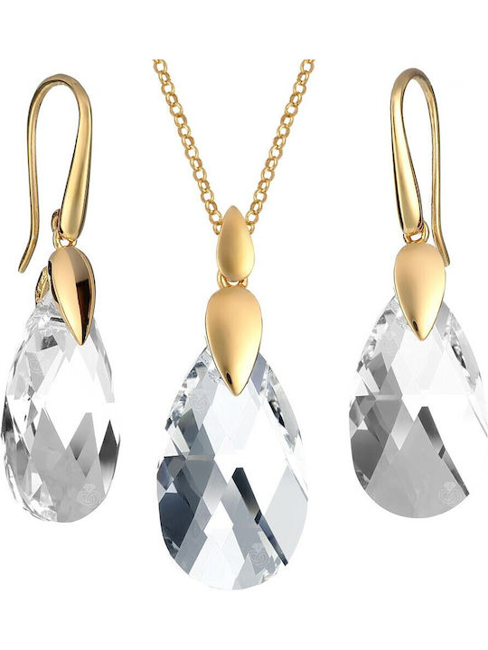 Verorama Set with Necklace & Earrings from Silver Gold Plated with Stones