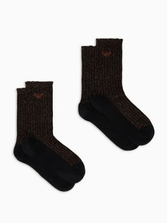 Emporio Armani Women's Patterned Socks Black 2Pack