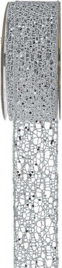 LiebeQueen Christmas Ribbon Silver 900x4.3cm 1pc
