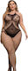 Oemen Bodystocking-uri Sexy Plasă Negru Mărimi Mari