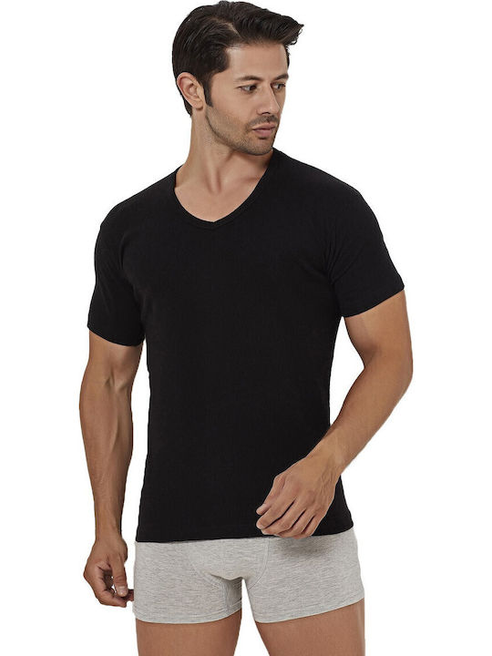 Tricou de corp pentru bărbați Mâneca scurtă Negru