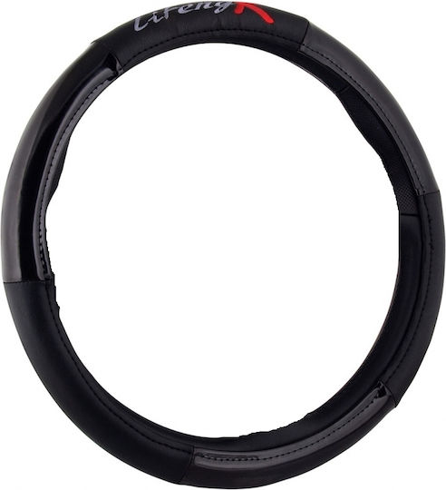 Carman Car Steering Wheel Cover Black with Black Stitching