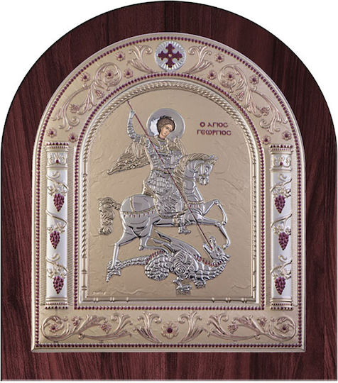 Slevori Εικόνα Άγιος Γεώργιος Ασημένια 38.9x44.9εκ.