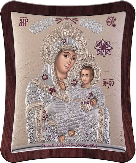 Slevori Heiligenikone Gottesmutter mit Kind Silber 18,9x15,8cm