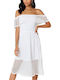 Sommer Midi Damenkleid Weiß