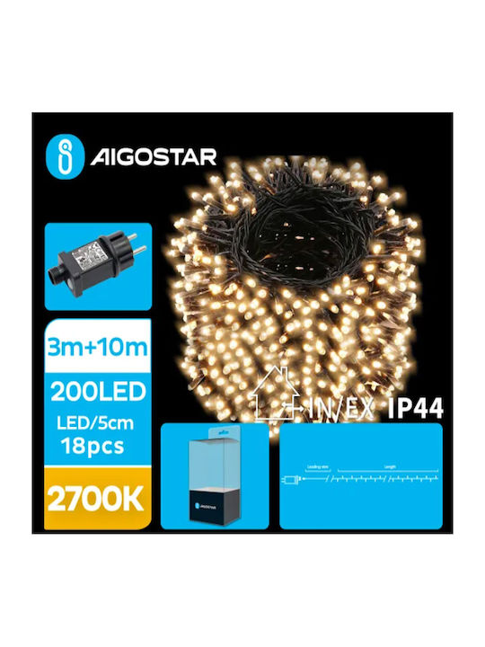 200 Lichterketten LED 10m. Warmes Weiß in Zeichenfolge 1Stück