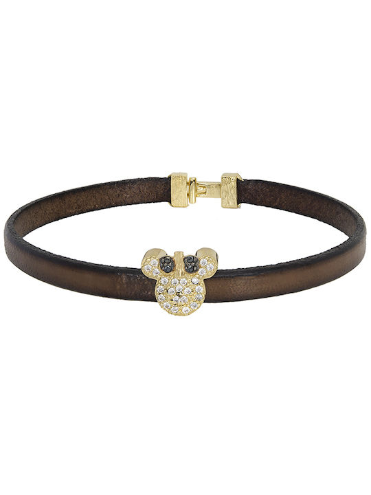 Bracelet made of Leather with Zircon