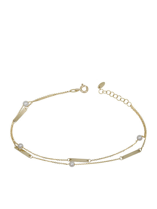 Bracelet Chain made of Gold 14K with Pearls