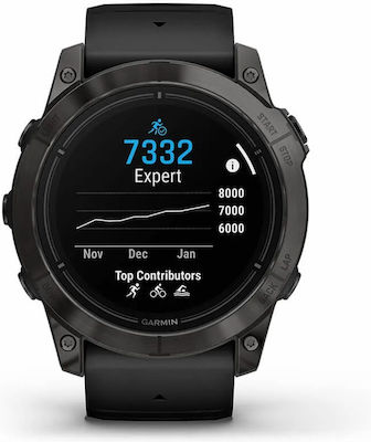 Garmin Epix Pro (Gen 2) Sapphire Edition Titanium 51mm Αδιάβροχο Smartwatch με Παλμογράφο (Carbon Grey DLC Titanium with Black Band)